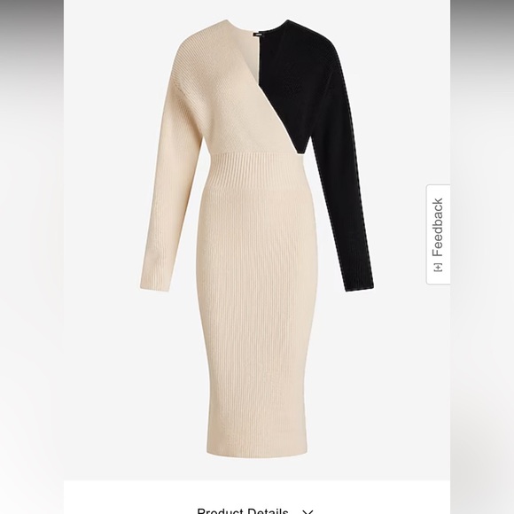 Express Black and Cream Midi Dress EUC - Picture 7 of 12